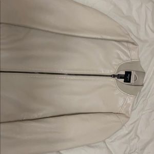 Cream faux leather motorcycle jacket